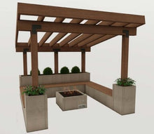 Load image into Gallery viewer, FIREPLACE WITH BENCH & PERGOLA