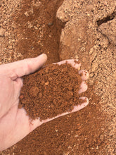 Load image into Gallery viewer, Hand holding a scoop of brown soil against a similar brown background