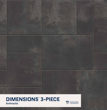 Load image into Gallery viewer, Dark gray tiles arranged in a pattern with 'Dimensions 3-Piece' and 'Durafusion Technology' text.