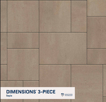Load image into Gallery viewer, Brown square tiles with 'Dimensions 3-Piece' label and 'EcoFusion Technology' logo.
