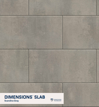 Load image into Gallery viewer, Gray tiled pattern with 'Dimensions Slab' branding on a white background