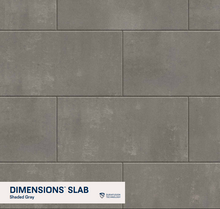 Load image into Gallery viewer, Gray tiled pattern with 'Dimensions Slab' branding