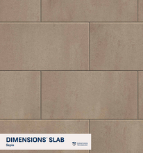 Load image into Gallery viewer, Brown tiled pattern with 'Dimensions Slab' branding at the bottom.
