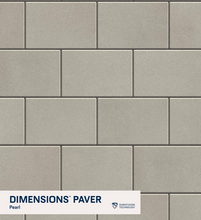 Load image into Gallery viewer, Pattern of gray paver stones with 'Dimensions Paver' and 'DuraFusion Technology' text at the bottom.
