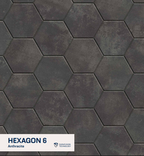 Load image into Gallery viewer, Hexagonal tiles in anthracite color with Durafusion Technology logo.
