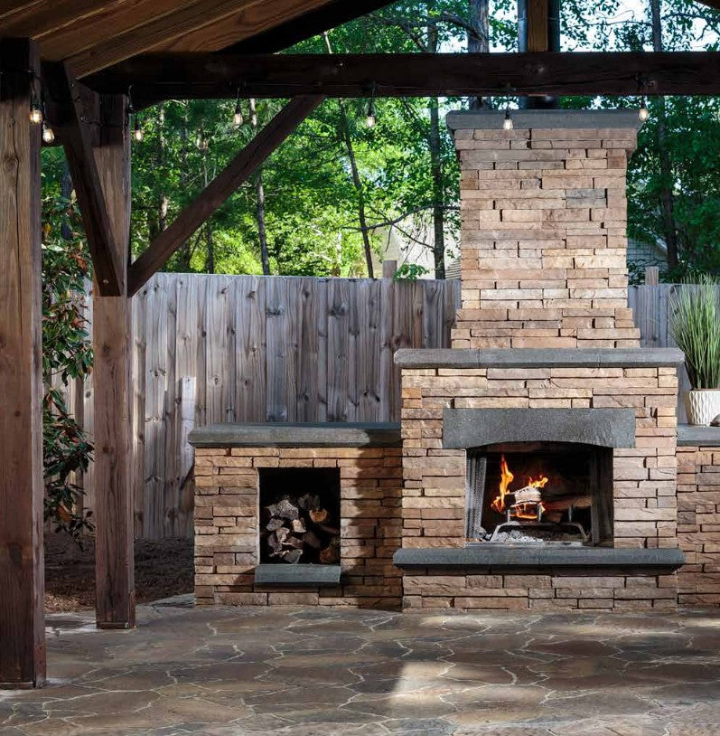 Belgard Bordeaux Outdoor Fireplace with Wood Storage