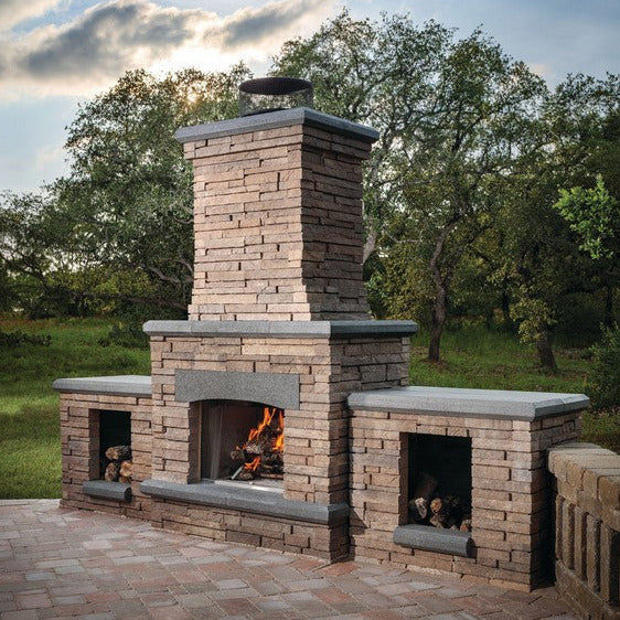 Belgard Bordeaux Outdoor Fireplace with Wood Storage – Complete
